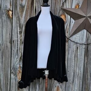 Velvet Shacket Black Stretch Open Front Cardigan Plus Size 26/28 Cato Sweater